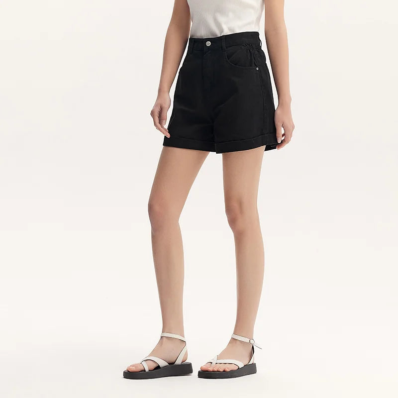 Semir Casual Pants Women Simple And Clever Design 2024 Summer New Fashionable Folded Hem Shorts For Petite Figures