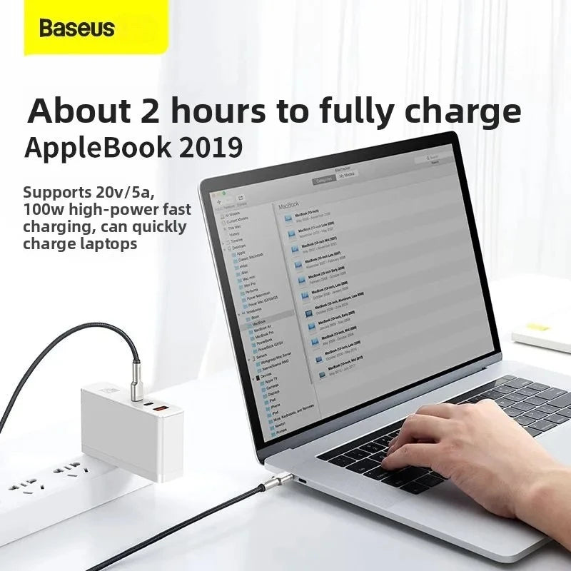 ខ្សែសាកទិន្នន័យដែក BASEUS PD100W សាកលឿន ប្រើប្រាស់បានយូរ និងថាមពលខ្ពស់ ស័ក្តិសមសម្រាប់កុំព្យូទ័រយួរដៃ Apple 15 Apple 16 Huawei Phones