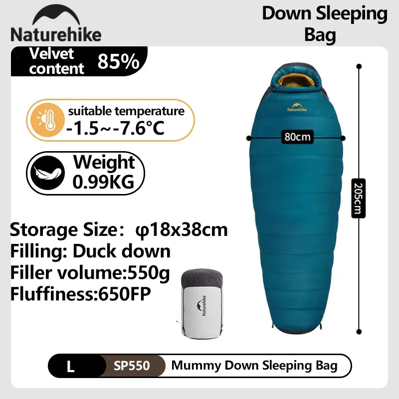 Naturehike Winter Sleeping Bag SnowBird 20D Mummy Ultralight Duck Down Sleeping Bag Portable Hiking Outdoor Camping Sleeping Bag