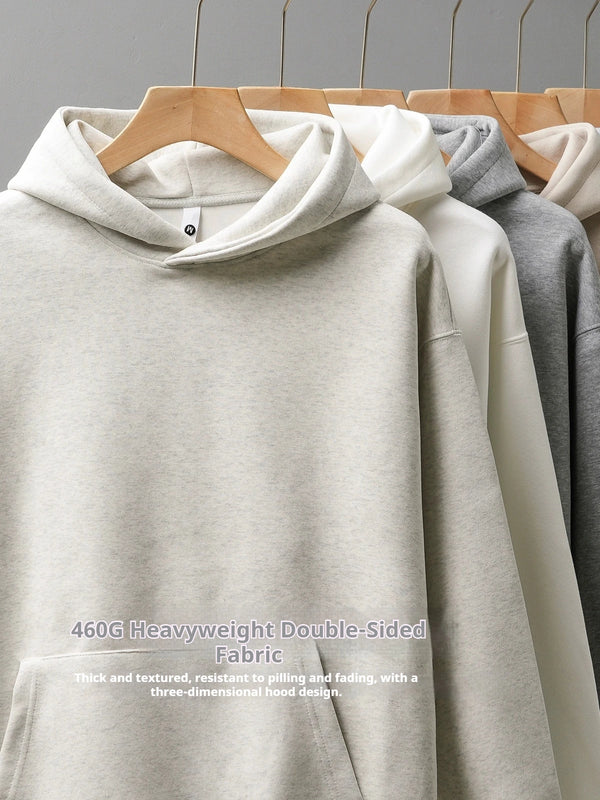 DUKEEN 460gsm Men's Hooded Sweatshirt 2025 Autumn and Winter Fashion Solid Color Long Sleeve Fleece Sports Basic Outerwear