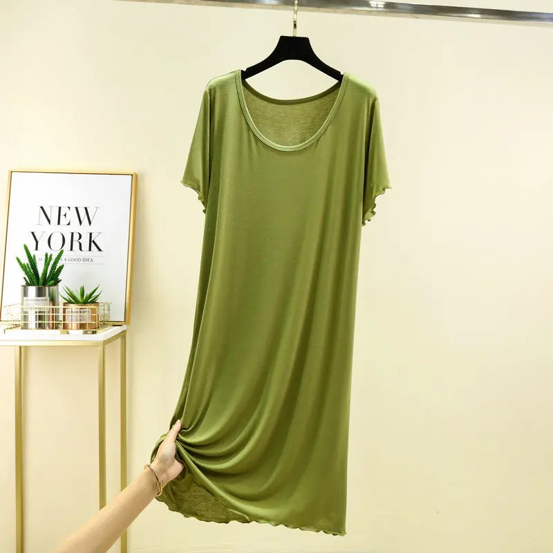 Casual Short Sleeve Night Dress Women Sleepwear Modal Loose Sleep Shirts Loose Summer Nightgowns Female Nightwear Night Gown