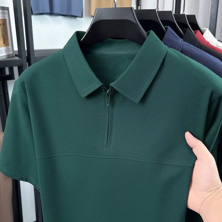 Men's Half-Zip Polo Shirt – Premium Summer Casual Business Style, Soft Cotton Blend, Wrinkle-Resistant, Classic Colors