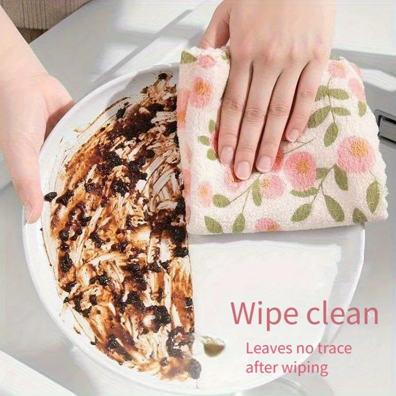 5/10pcs Coral Fleece Cleaning Towels,Super‑Absorbent Quick‑Dry,Reusable,Square Towels for Kitchen,Washing and Furniture Care