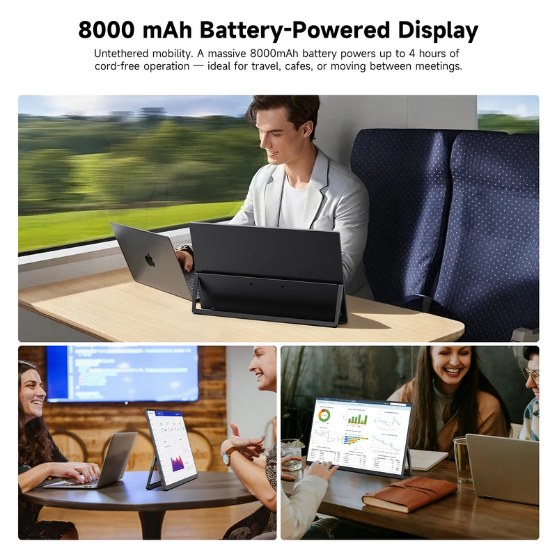 UPERFECT Wireless Portable Monitor 15.6" 60HZ Computer Display With Battery 100% sRGB 1920x1080 Extension Screen for Pc Phone
