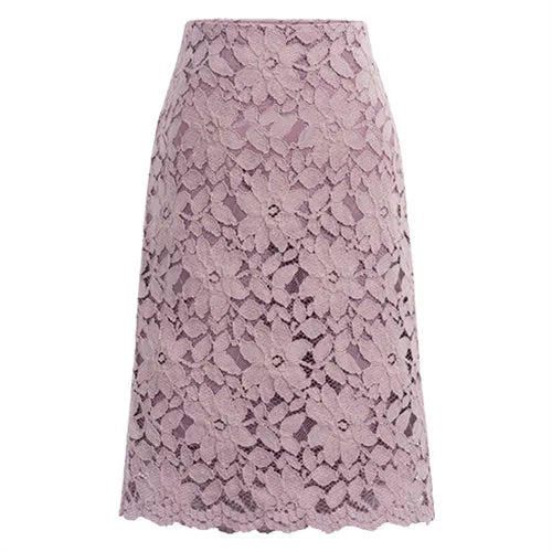 2026 New Women's Pink Skirt, Summer Lace Elegant Office Skirts Pencil Bandage Skirt for Women Skirts Knee-length High Waist