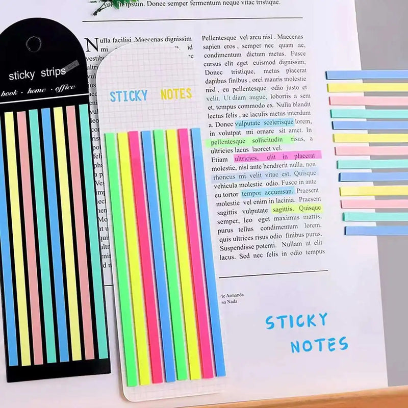 10Rolls Set Transparent Fluorescent Sticky Notes Index Tabs Flags 5 Colors 5m Each Roll Children's Stationery Gift for School Of