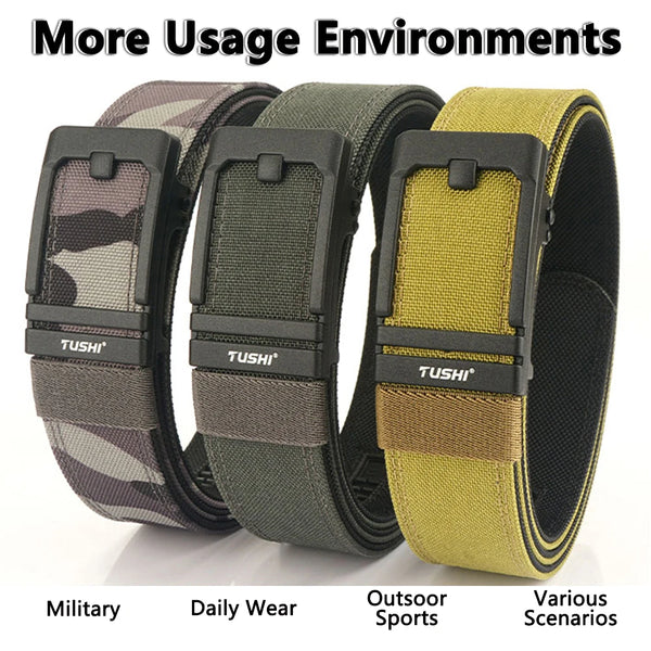 TUSHI Hard Belt Military Belt for Men Sturdy Nylon Metal Automatic Buckle Police Tactical Belt Outdoor Girdle IPSC Accessories