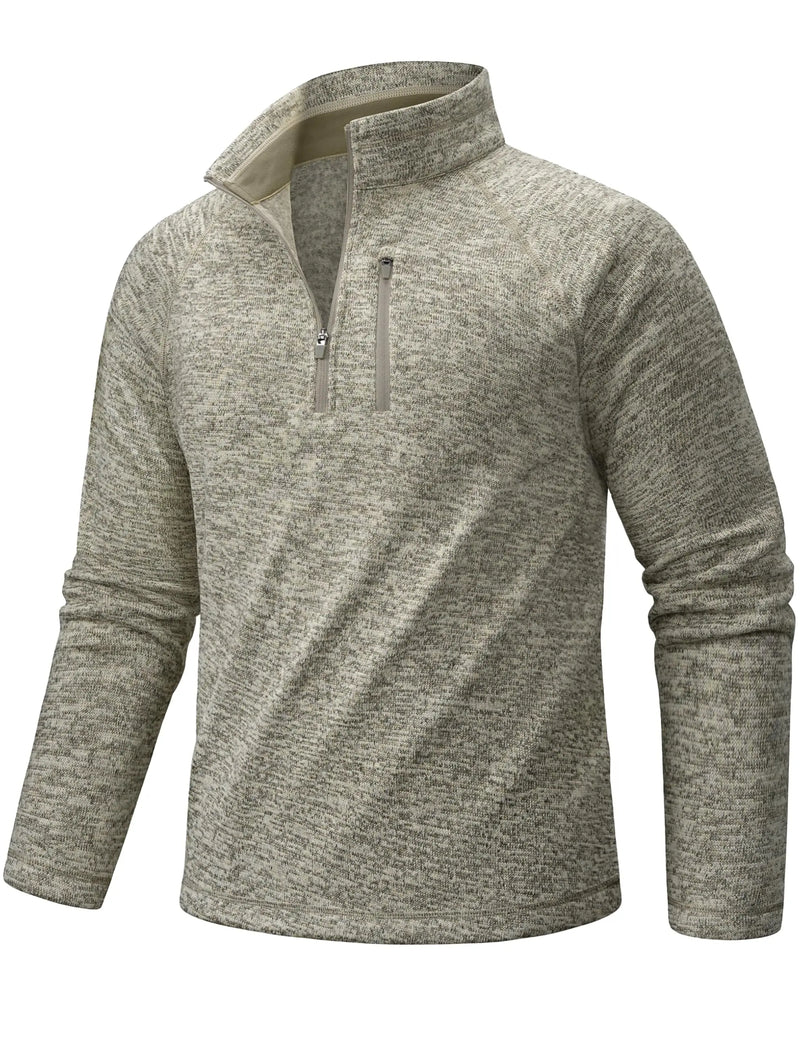 TACVASEN Men's Quarter Zip Pullover Long Sleeve Thermal Fleece Sweater Lightweight Casual Golf Sweatshirt with Zipper Pocket