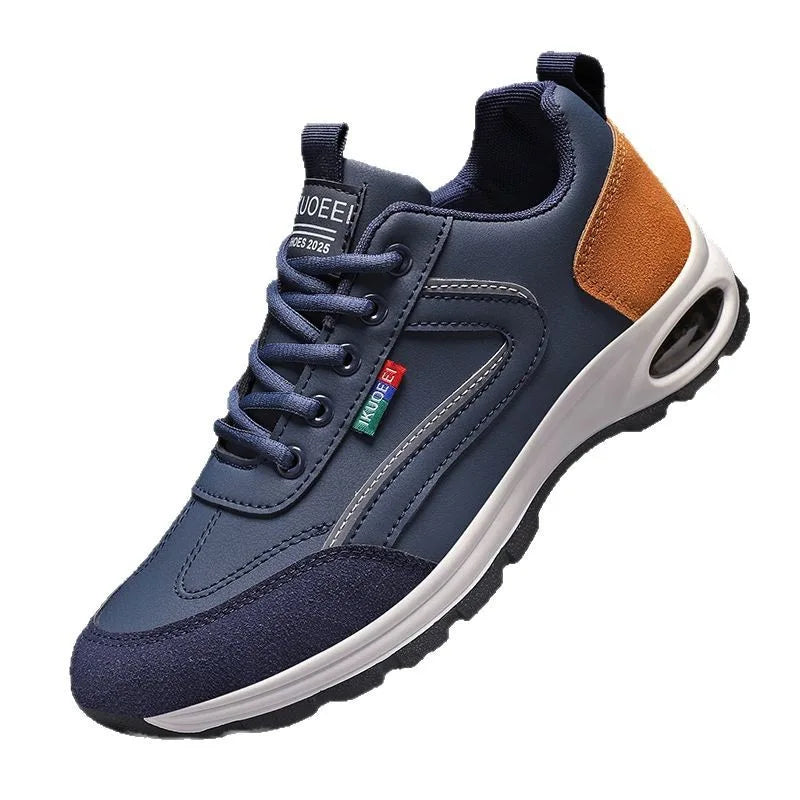 Mens Running Shoes 2025 New Splicing Leather Suede Cushioning Fashion Plus Size Comfortable Breathable Sports Leisure Shoes