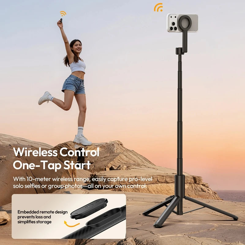 ដំបងថតរូប Selfie ចល័ត Ulanzi SK-27 ជើងកាមេរ៉ា Tripod Magsafe Phone Tripod Stand 8 ផ្នែក 10 ម៉ែត្រ បញ្ជាពីចម្ងាយសម្រាប់ Iphone 17 16 Android Vlog