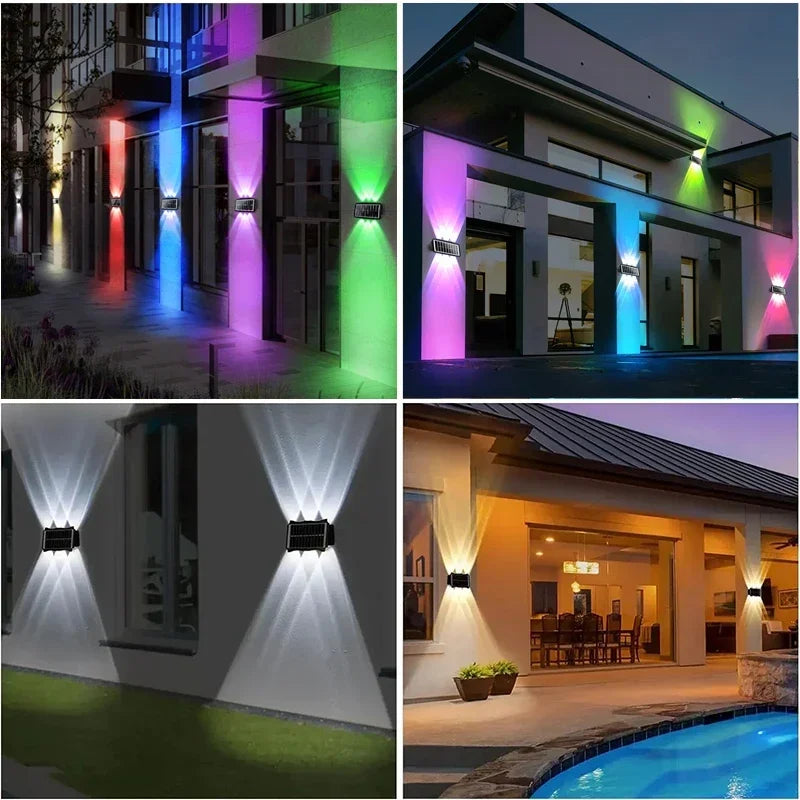 Solar LED Spotlight Outdoor Waterproof Upper Lower Lighting Porch Lights Solar Powered Streetlight for Balcony Courtyard Garden