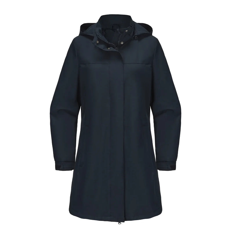 Women's Black Waterproof Hooded Jacket for Spring and Fall; The Hood Is Detachable; Available in Green, Red, Blue, Off-white.