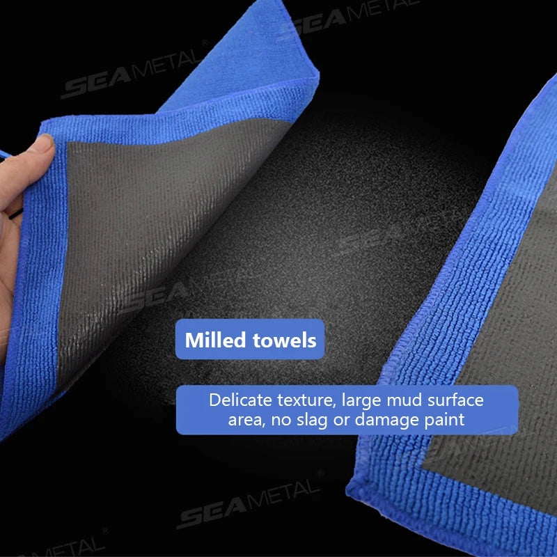 SEAMETAL Car Beauty Cleaning Cloth Decontamination Cloth Car Wash Mud Cloth with Blue Clay Bar Towel Washing Tool