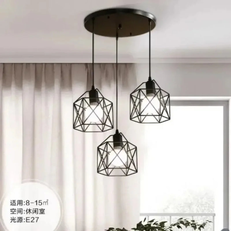 JOYINLED 1/3 Heads Simple Black Pendant Ceiling Light Industry Hanging Lampshade for Bedroom Kitchen Balcony Decorative Lighting
