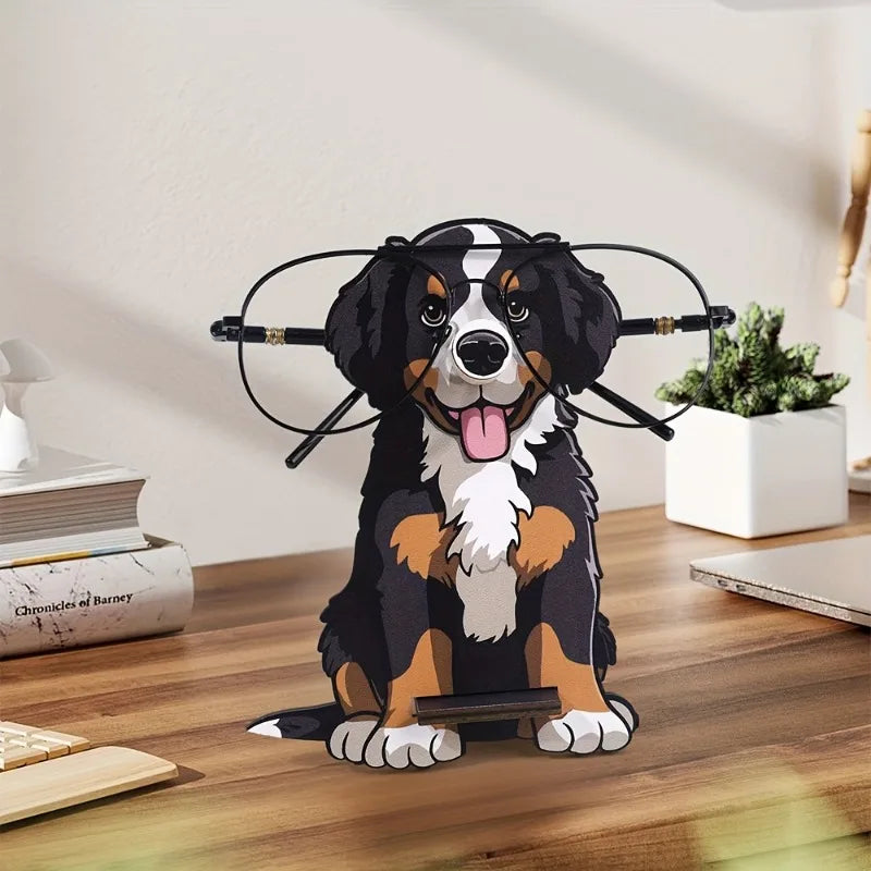 1pc Handmade Wood Shepherd Dog Glasses Holder - Wood Eyeglass & Fashion Glass Display Stand,for Nightstand, Home Office.