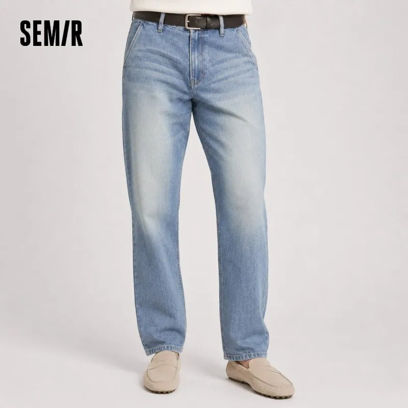 Semir Men Jeans Cooling 2026 Washed Straight Urban Casual Everyday Style Soft Comfortable Daily Wear Trendy Versatile Minimal