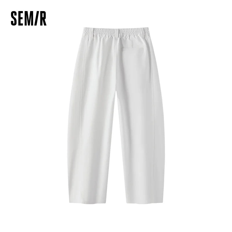 Semir Women Casual Pants Solid Color Loose Fit Curved Leg Partial Elastic Waist Versatile 2026 New Winter Daily Wear