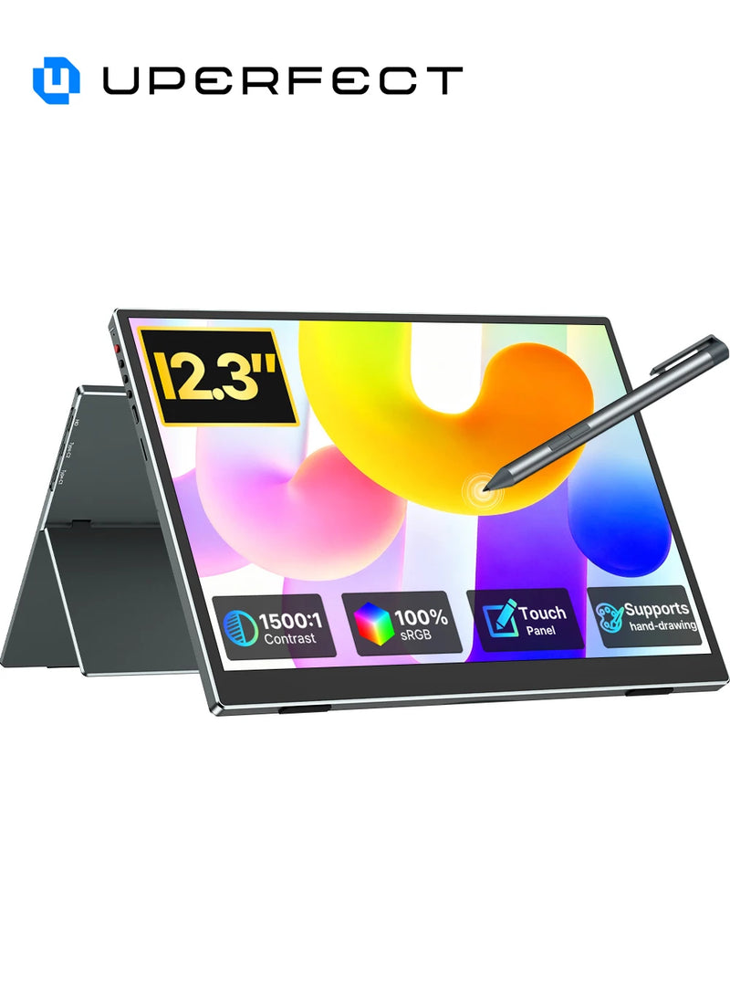 ក្ដារគូររូប UPERFECT ទំហំ 12.3 អ៊ីញ ជាមួយប៊ិច Stylus សម្រាប់ម៉ូនីទ័រចល័ត Switch 2 អេក្រង់ប៉ះស្តើងបំផុត អេក្រង់ IPS 1280P