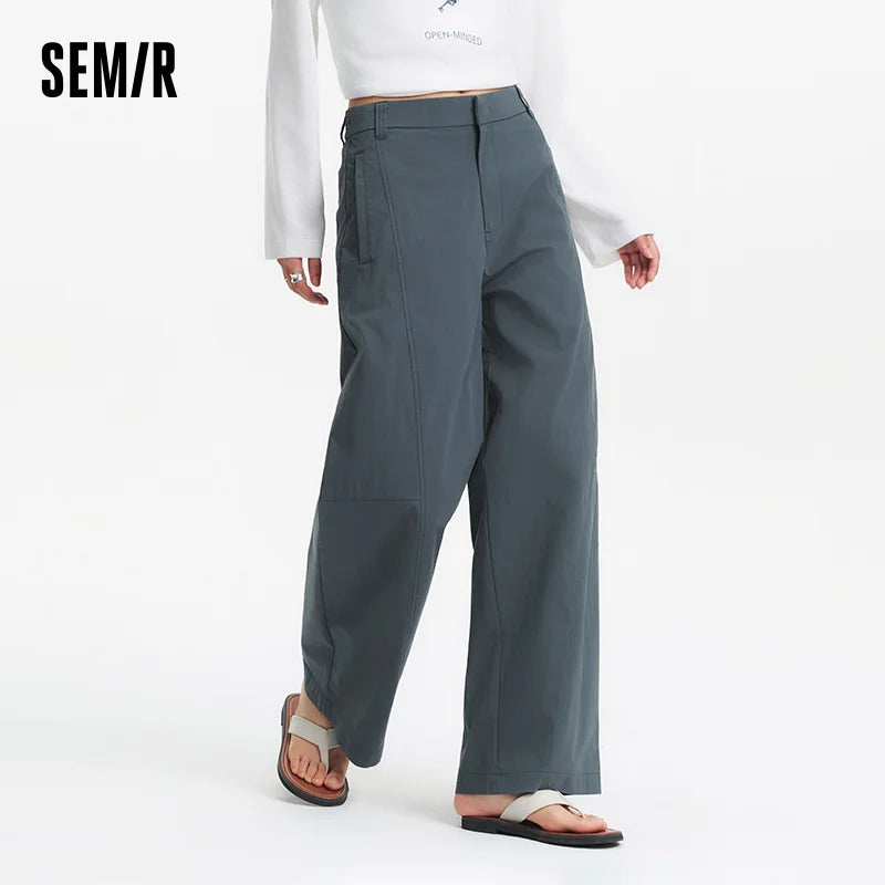 Semir Women Pants Woven 2026 Wide Leg Soft Drape Loose Fit Commuter Urban Casual Everyday Style Soft Comfortable Daily Wear