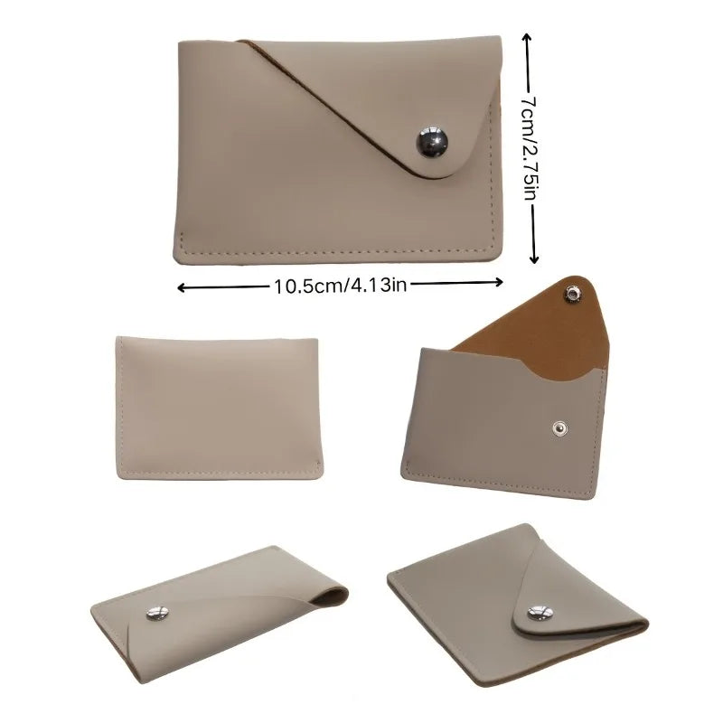 Minimalist Style Envelope Snap Closure PU Business Card Holder, Portable and Lightweight, Card Holder Wallet.
