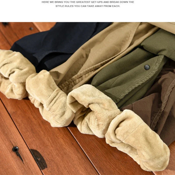 Winter New Thickened 100% Cotton Cargo Velvet Men's Winter Pants Comfortable Soft Keep Warm Retro Street Trousers  AZ640