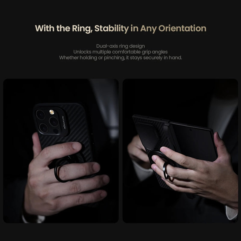 NILLKIN FiberSnap Magnetic Phone Ring Stand Aluminum 360° Rotation Mobile Phone Holder For iPhone 16 15 14 13  Xiaomi Samsung