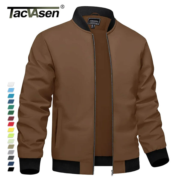 TACVASEN Lightweight Biker Jackets Mens Waterproof Casual Jacket Outdoor Basketball Jackets Coats With Pocket Windbreaker