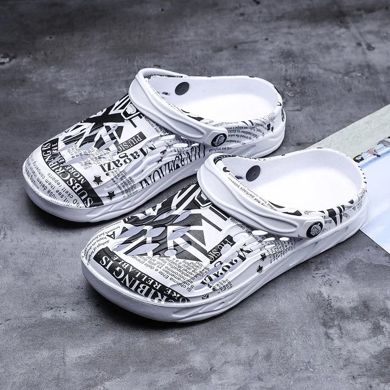 Summer fashion Breathable lightweight men's Casual Slip on Beach Sandals Waterproof Garden Shoes outdoor hollow walking slippers