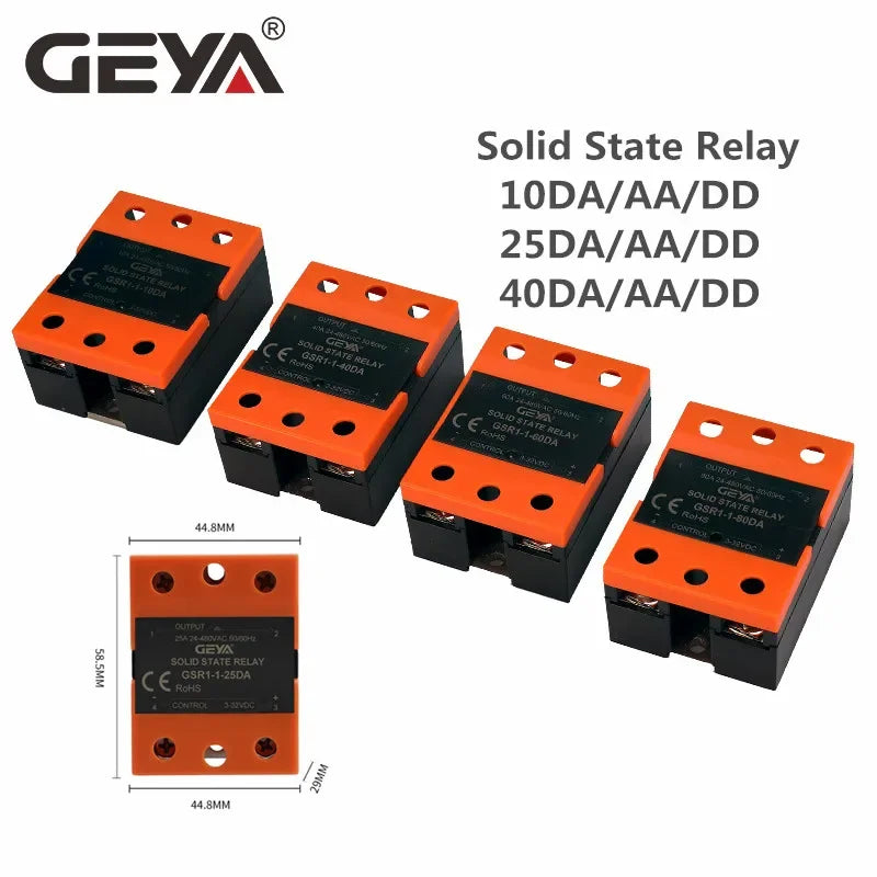 GEYA GSR1-1 Solid State Relay SSR Zero-crossing  Single Phase DC to AC SSR-25DA SSR-40DA High Performance
