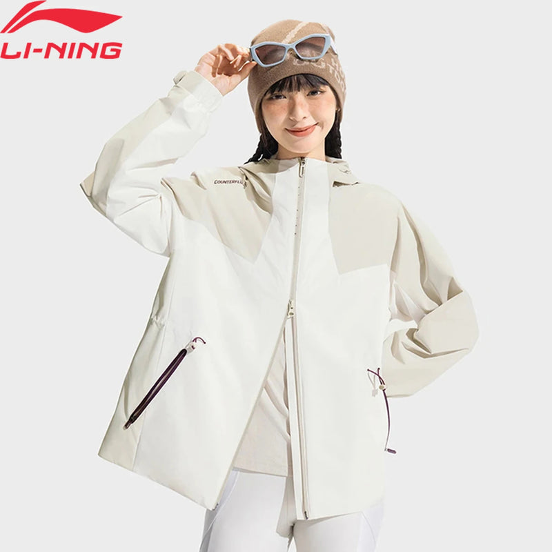 អាវក្រៅ Li-Ning សម្រាប់នារី 3 ក្នុង 1 សម្រាប់ពាក់ក្រៅផ្ទះ និងអាវក្រៅការពារទឹក LN WARM គ្មានសារធាតុ PFC អាវកីឡា LiNing AWBV090