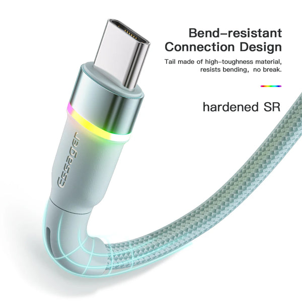 ខ្សែសាក Essager 3A USB Type C USB A ទៅ Type C ខ្សែសាកលឿនសម្រាប់ទូរស័ព្ទដៃ Samsung Redmi Xiaomi ខ្សែសាកទិន្នន័យ
