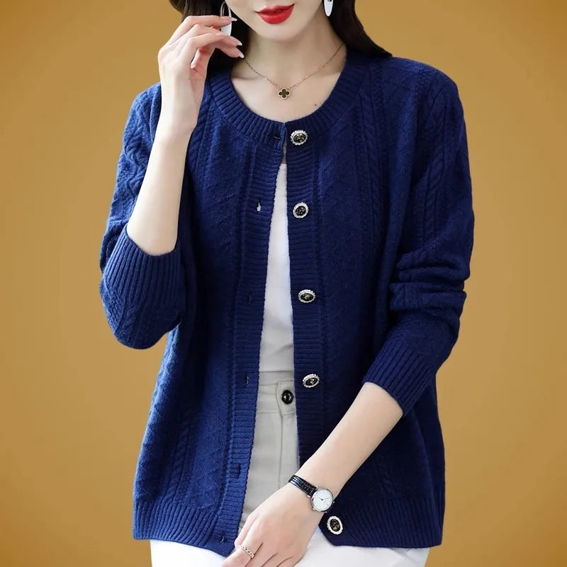 អាវក្រៅ Cardigan ម៉ូដសម្រាប់នារី អាវក្រៅឆ្នាំ២០២៥ អាវប៉ាក់ដៃវែងថ្មី អាវក្រៅប៊ូតុងចុះក្រោម អាវយឺតដៃវែងសម្រាប់នារី