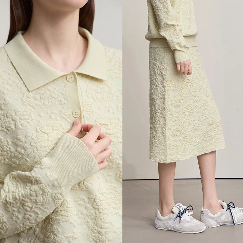 AMII Women's Sweater 2026 Autumn New Knitted Top Long Sleeves Ladies Clothing Midi Skirt Solid Color Sweater Separately 12543068