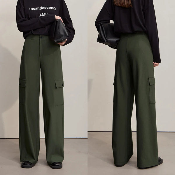 ខោ Amii Minimalism Women រដូវស្លឹកឈើជ្រុះឆ្នាំ ២០២៥ ខោជើងវែង Loonse ធម្មតាពណ៌រឹង ខោប៉ាក់ងាយស្រួលប្រើសម្រាប់ស្ត្រី 12543186