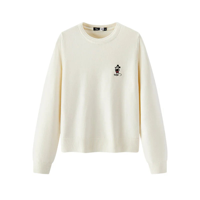Semir Elegant Sweater Women Spring Jacquard Crew Neck Embroidered Gentle Style Casual Versatile Fashion Daily Wear Top