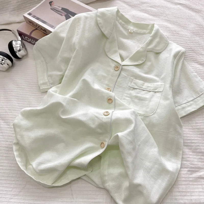 Thin Pajamas for Lady Two-Piece Women's Set Pure Cotton Short Sleeve Pijama Pajamas Woman Night Clothes Summer Clothes Sleepwear