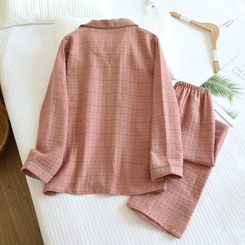 Women’s Loungewear 2Pcs Pajamas for Women Nightwear Spring Autumn Long Sleeve Top and Pants Soft Cardigan Lapel Sleepwear Suit