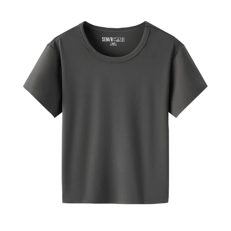Semir Women Tshirt Moisture Wicking Quick Dry UV Protection Solid Petite 2026 Summer Basic Casual Style Slim Soft Comfy Top