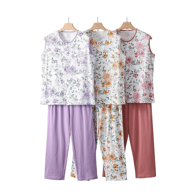 ឈុតគេងសម្រាប់នារី XL-6XL បោះពុម្ពកប្បាស ធម្មតា គេងទំហំធំ សម្លៀកបំពាក់នៅផ្ទះ ស្តើង គេងរដូវក្តៅ គេងសម្រាប់នារី ស្លៀកក្នុងបន្ទប់