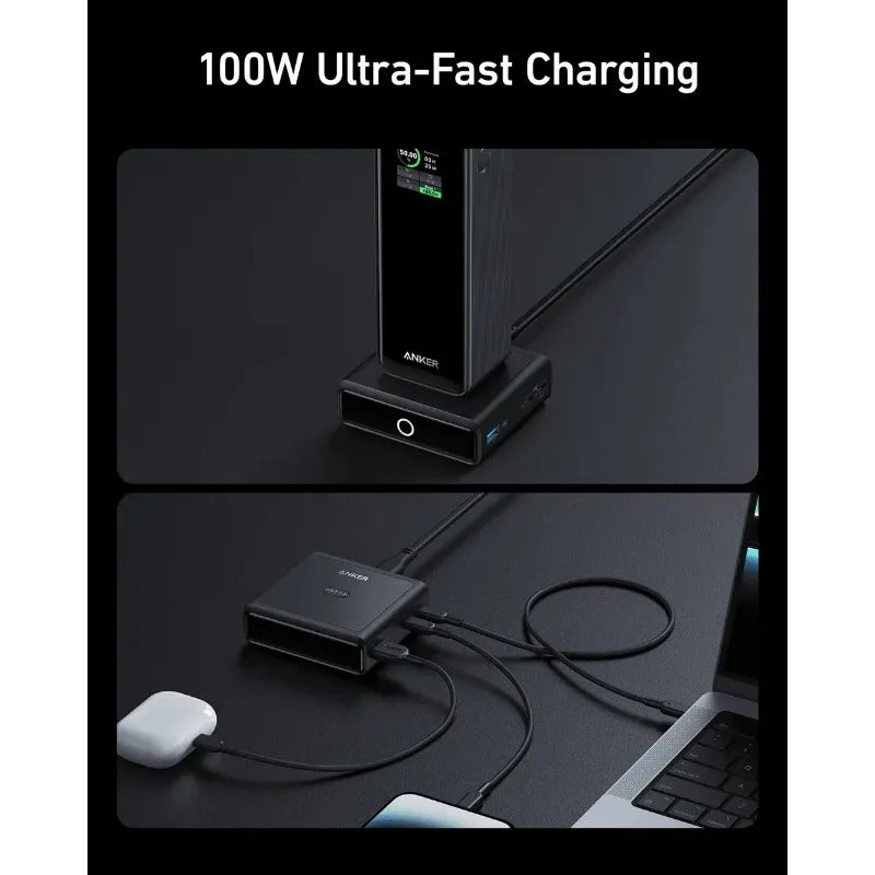 ស្ថានីយសាកថ្មលឿន Anker 100W 4 រន្ធ សម្រាប់ Anker Prime Power Bank ស្ថានីយសាកថ្មច្រើនឧបករណ៍ សម្រាប់កុំព្យូទ័រយួរដៃ ស្មាតហ្វូន ថេប្លេត