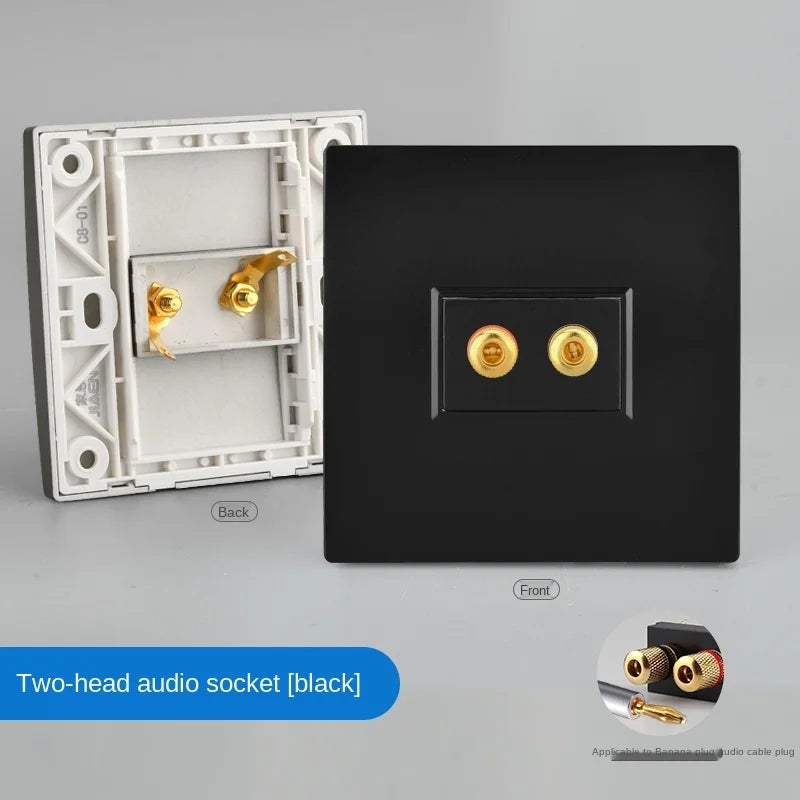 Eu standard 2 4 port speaker speaker audio wall socket, KTV bar headset microphone connected socket audio cable audio panel