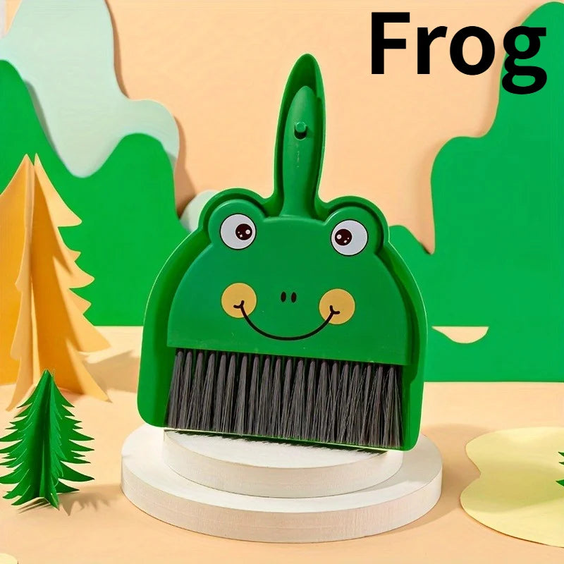 1set Small Dustpan Combination,Desktop Broom,Living Room Countertop Cleaning  (1 broom + 1 dustpan),Small animal pattern design