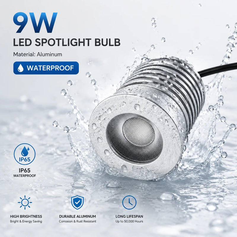 JOYINLED 9W IP65 ម៉ូឌុលអំពូល LED Spotlight ធន់នឹងទឹក, ចង្កៀង Downlight អាចបន្ថយពន្លឺបាន 3000K-6000K CCT សម្រាប់បន្ទប់ទឹក Vanity Hotel