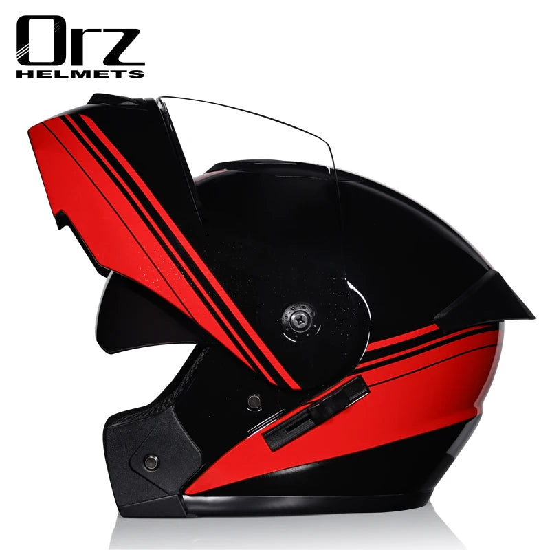 ORZ DOT Certification ORZ Motorcycle Helmet Double Lens Cross Section Helmet Safety Modular Flip Helm Unisex Helmet With Visor