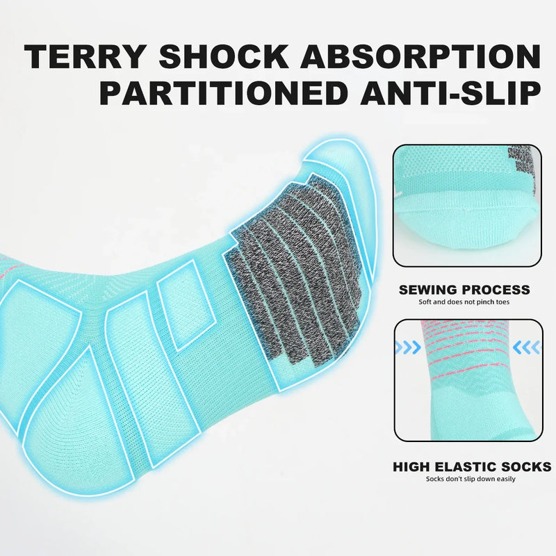 WRELS Socks Athletic Cushion Moisture Wicking Sports Socks Thicke Towel Bottom Sweat Absorbing Hiking Basketball Running Socks