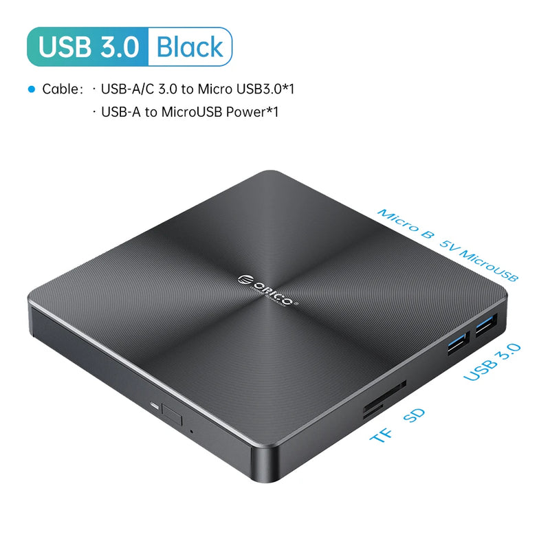 ORICO 100GB Blu-ray Portable BD CD Player CD-ROM Player CD Burner Writer Reader for PC Laptop Windows blu ray Player 4K