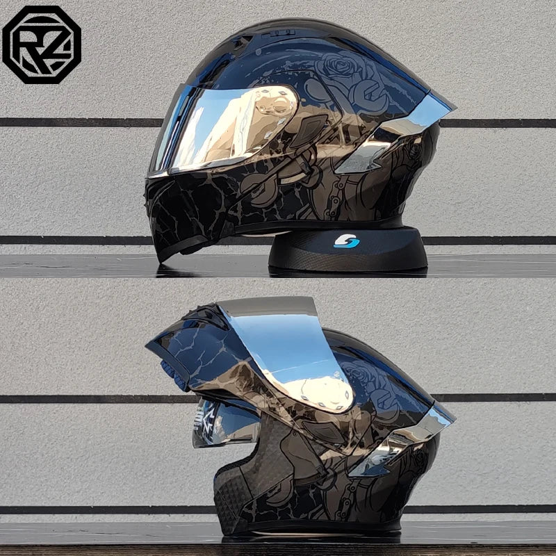 ORZ-991 Flip over Motorcycle Helmet Modular Full Face Motorcycle Helmet with Sunshade Mirror Dual Lens Motorcycle Equipment