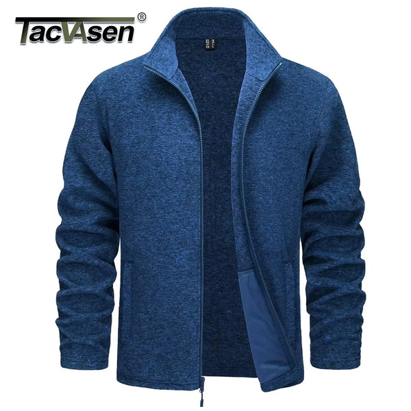 TACVASEN Lightweight Full Zip Fleece Jackets Mens Spring Casual Jacket Outdoor Sportswear With Pockets Stand Collar Outwear Tops