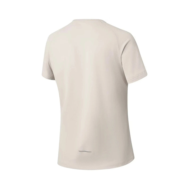 អាវយឺតរត់សម្រាប់នារី Li-Ning មានខ្យល់ចេញចូលបាន ឆ្លុះបញ្ចាំងពន្លឺ ប៉ូលីអេស្ទ័រ 100% ទំហំធម្មតា អាវយឺតដៃខ្លី LiNing Sports ATSW160