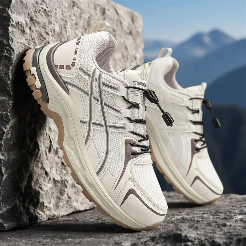 Mens Walking Shoes 2025 New Lace Up Mesh Breathable Wear-resistant Outdoor Sports Four Season Sports Leisure Sneakers for Men